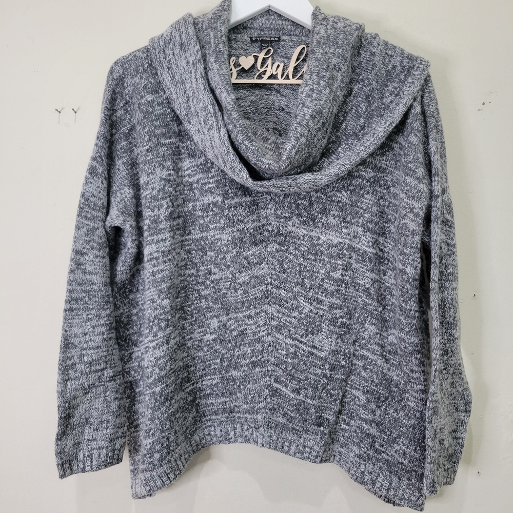 {3/$20}  Express Gray Cowl Neck Sweater w/ Curved Hemline